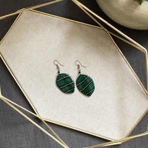✨3/$30 Green and black painted shell earrings
